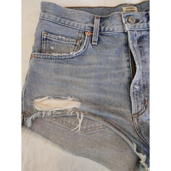 Citizens of Humanity Danielle Cut Off Denim Shorts 27 Light Wash Distressed High - Picture 3 of 10